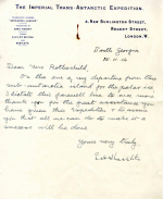 Thank-you letter from Ernest Shackleton to Mrs Leopold de Rothschild