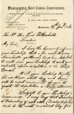 Letter to Lord Rothschild soliciting support for the Manchester Ship Canal project January 1886