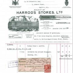 Receipt for provisions sent to serving troops 1917